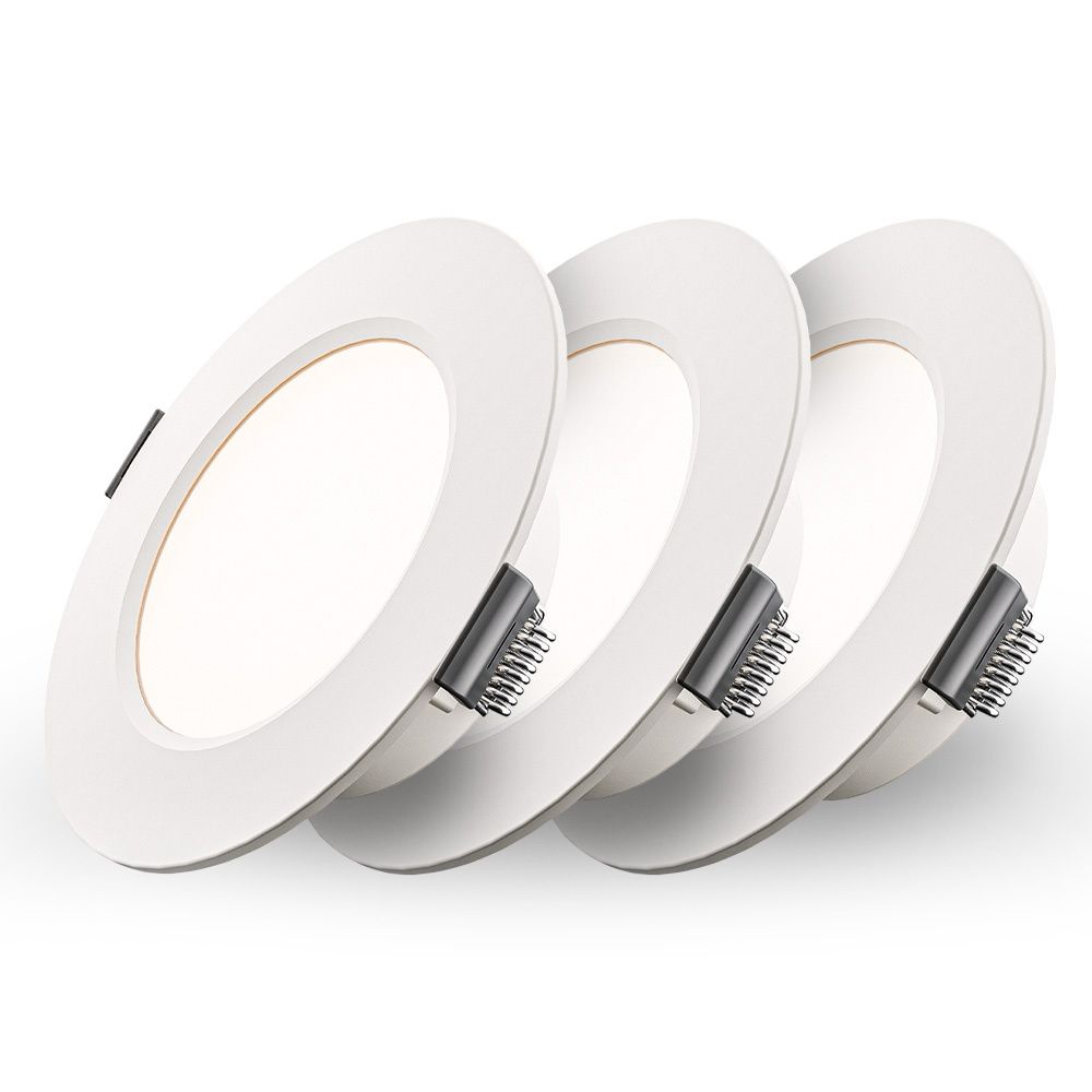 Set van 3 Georgia LED platte Inbouwspots wit - 3W 155lm - Rond - 4000K Neutraal Wit - Ø100 mm - IP20 voor binnen - Inbouwdiepte 25mm | HOFTRONIC