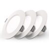 Set van 3 Georgia LED platte Inbouwspots wit - 3W 155lm - Rond - 6500K Daglicht Wit - Ø100 mm - IP20 voor binnen - Inbouwdiepte 25mm | HOFTRONIC
