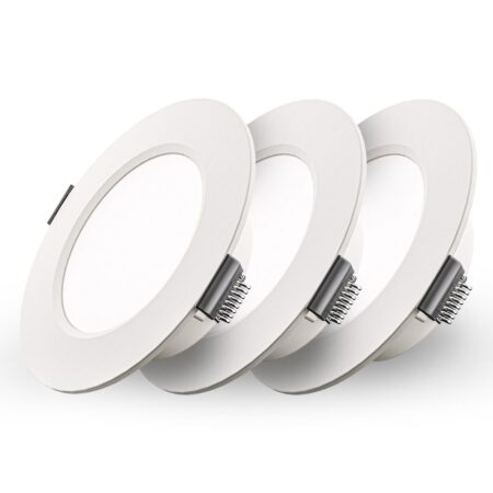 Set van 3 Georgia LED platte Inbouwspots wit - 3W 155lm - Rond - 6500K Daglicht Wit - Ø100 mm - IP20 voor binnen - Inbouwdiepte 25mm | HOFTRONIC