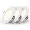 Set van 3 Georgia LED platte Inbouwspots wit - 6 Watt 490lm - Rond - 2700K warm Wit - Ø120 mm - IP20 voor binnen - Inbouwdiepte 25mm | HOFTRONIC