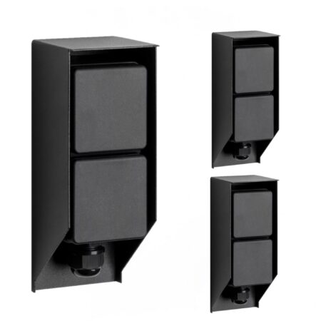 Set van 3 Tuinstopcontact Double Wall Buitenstopcontact Zwart