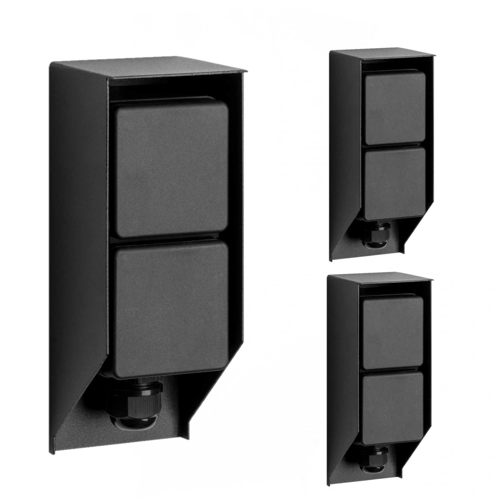 Set van 3 Tuinstopcontact Double Wall Buitenstopcontact Zwart
