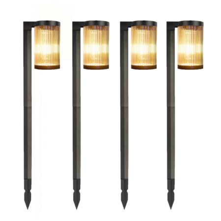 Set van 4 Aurora LED Solar Tuinlamp Zwart