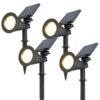 Set van 4 Bend solar prikspots - Incl. Schemerschakelaar - 3000K warm wit - 2 lichtstanden - 75lm - 6-9 uur brandtijd - Kantelbaar en richtbaar - IP65 waterdicht | HOFTRONIC