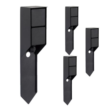 Set van 4 Buitenstopcontact Double Spike Tuinstopcontact Zwart