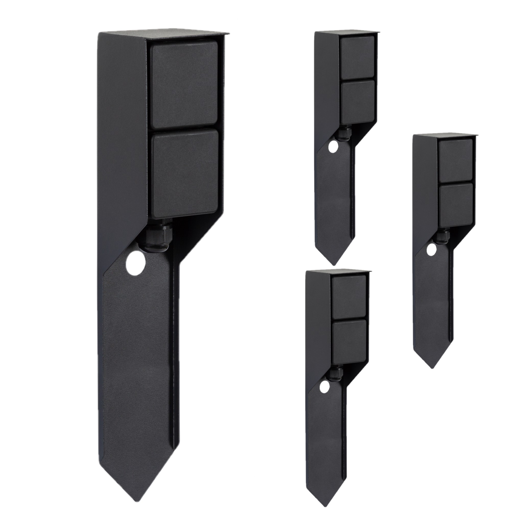 Set van 4 Buitenstopcontact Double Spike Tuinstopcontact Zwart
