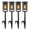 Set van 4 LED Solar Fakkel Tuinlamp Zwart