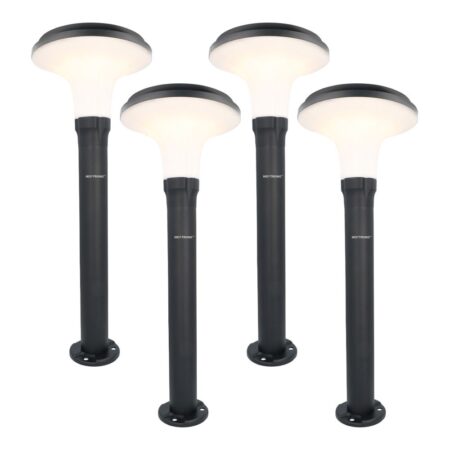 Set van 4 Layton solar sokkellampen - 3000K Warm wit - 900 lumen - 6-12 uur brandtijd - Tuinlantaarn - Padverlichting - IP65 waterdicht | HOFTRONIC