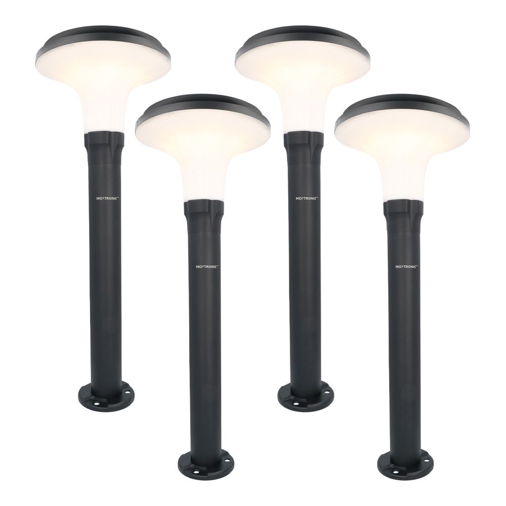Set van 4 Layton solar sokkellampen - 3000K Warm wit - 900 lumen - 6-12 uur brandtijd - Tuinlantaarn - Padverlichting - IP65 waterdicht | HOFTRONIC