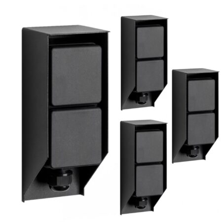 Set van 4 Tuinstopcontact Double Wall Buitenstopcontact Zwart