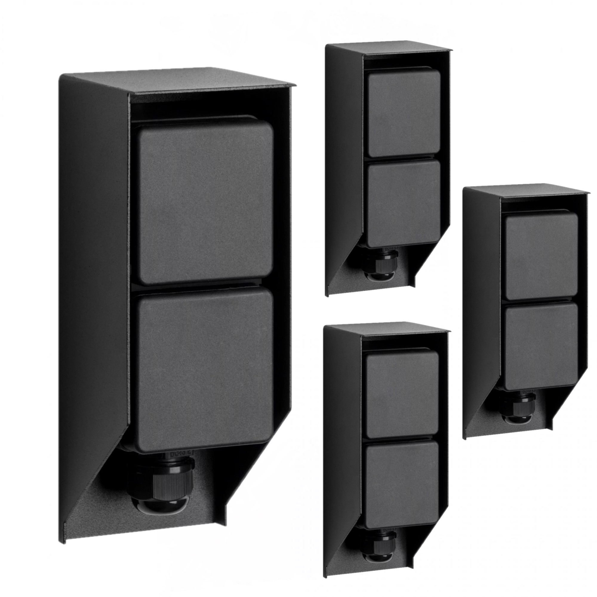 Set van 4 Tuinstopcontact Double Wall Buitenstopcontact Zwart