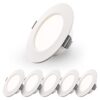 Set van 6 Georgia LED platte Inbouwspots wit - 6 Watt 490lm - Rond - 4000K Neutraal Wit - Ø120 mm - IP20 voor binnen - Inbouwdiepte 25mm | HOFTRONIC