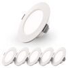 Set van 6 Georgia LED platte Inbouwspots wit - 6 Watt 490lm - Rond - 6500K Daglicht Wit - Ø120 mm - IP20 voor binnen - Inbouwdiepte 25mm | HOFTRONIC