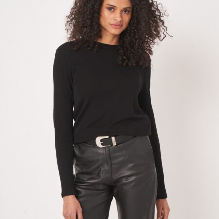 Slim fit damesoverhemd in wolblend