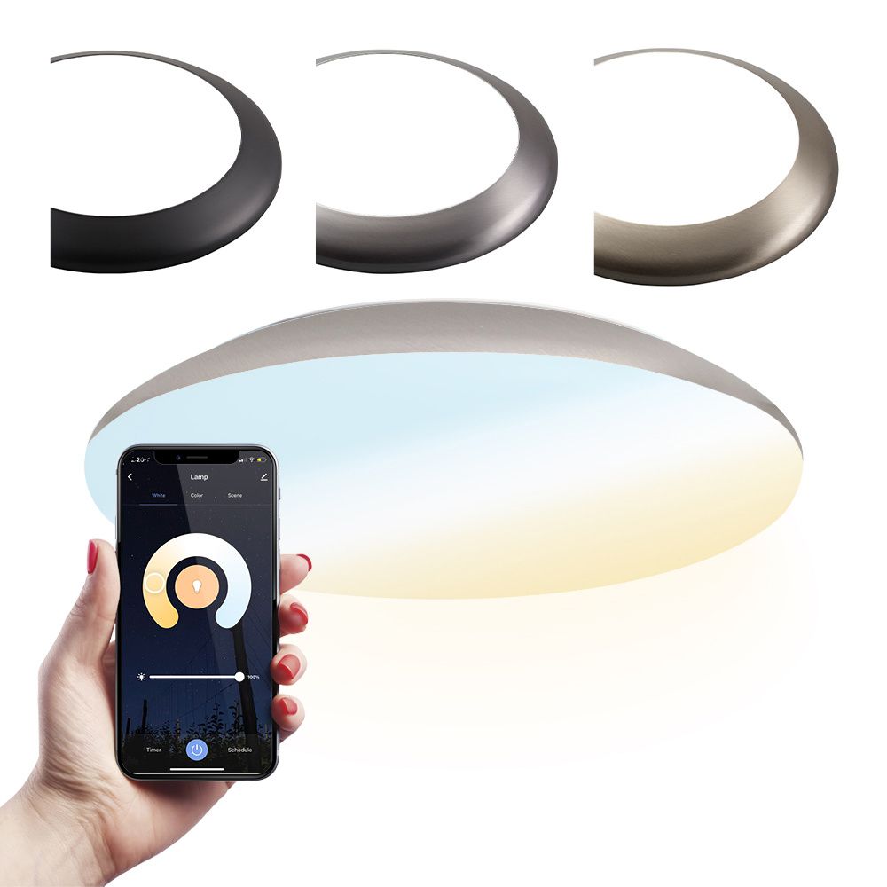 Smart plafondlamp - bulkhead - 18 Watt 1800 lumen - Ø30cm - IP65 waterdicht - White Ambience - Wifi + Bluetooth - Google Home