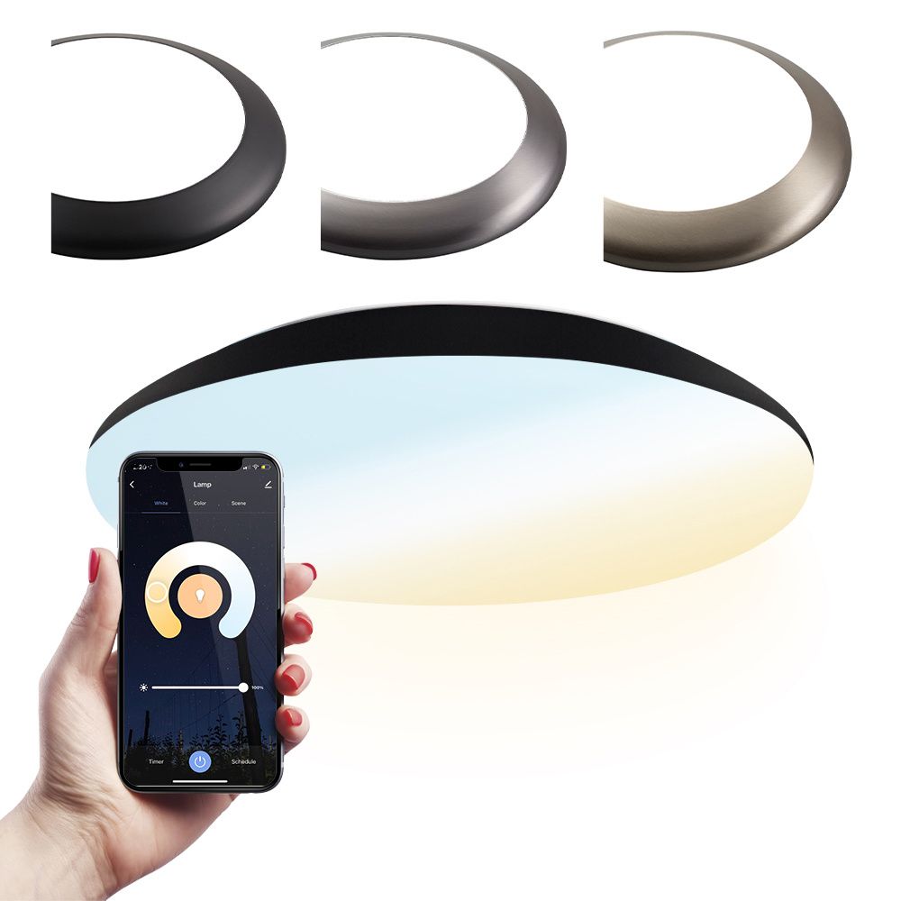 Smart plafondlamp - bulkhead - 18W 1800lm - Ø30cm - IP65 waterdicht - White ambience - Wifi + Bluetooth - Google Home