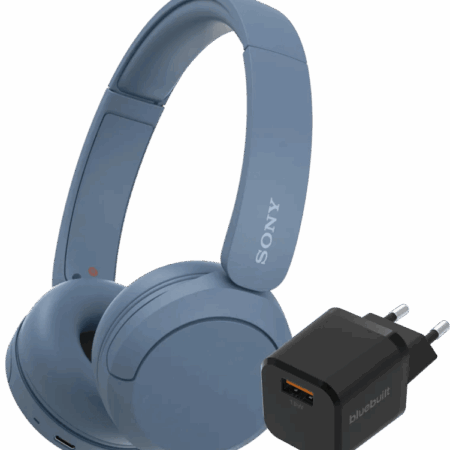 Sony WH-CH520 Blauw + BlueBuilt Quick Charge Oplader met Usb A Poort 18W Zwart