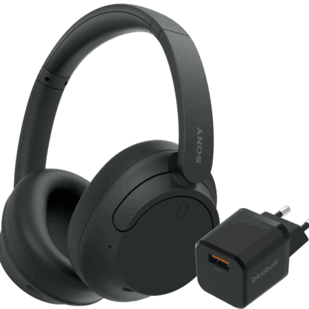 Sony WH-CH720N Zwart + BlueBuilt Quick Charge Oplader met Usb A Poort 18W Zwart