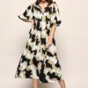 Sophie Print Jurk Zwart / Camel
