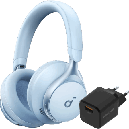 Soundcore Space One Blauw + BlueBuilt Quick Charge Oplader met Usb A Poort 18W Zwart
