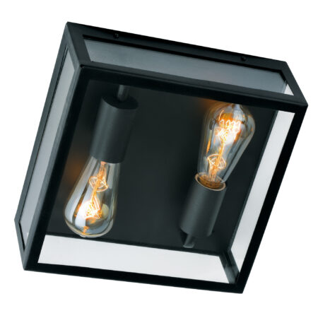 Plafondlamp Stanford Plafonniere E27 Fitting Zwart Wandlamp IP43
