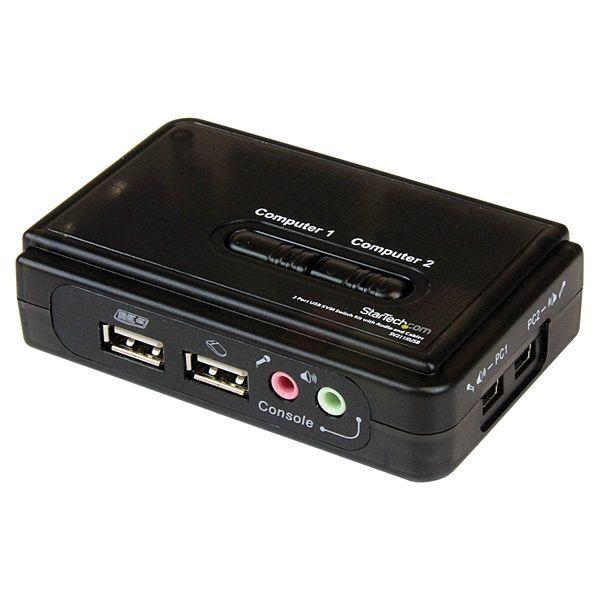 2-poorts USB KVM switch met audio + kabels