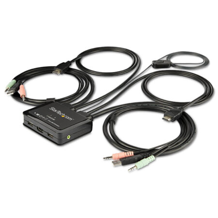 2-poorts USB KVM switch met audio + kabels