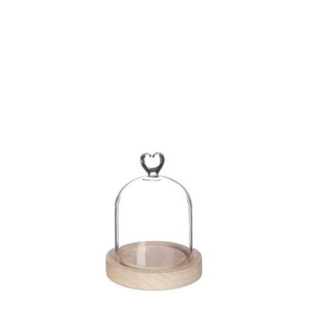 Stolp hart met houten basis Ø10xH13cm | Ideas 4 Seasons
