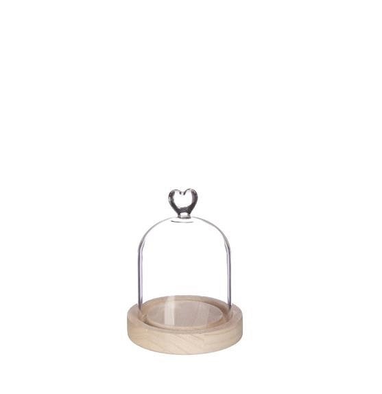 Stolp hart met houten basis Ø10xH13cm | Ideas 4 Seasons