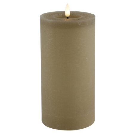 Stompkaars rustiek LED rond Lyon L beige hoogte 20 x 10 cm