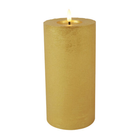 Stompkaars rustiek LED rond Lyon L goud- hoogte 20 x 10 cm