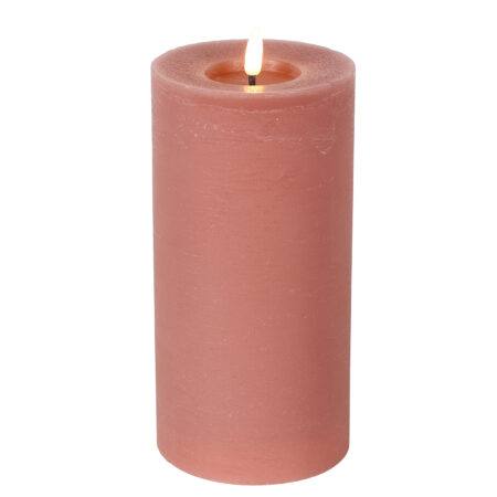 Stompkaars rustiek LED rond Lyon L roze hoogte 20 x 10 cm