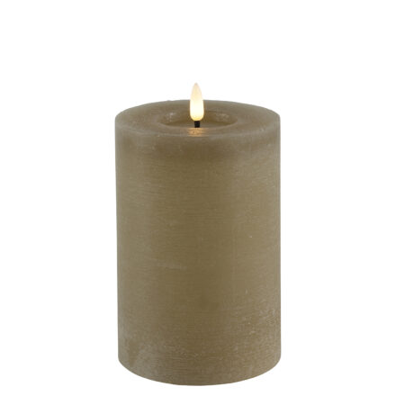 Stompkaars rustiek LED rond Lyon M beige hoogte 15 x 10 cm