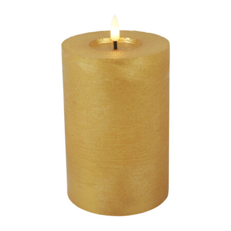 Stompkaars rustiek LED rond Lyon M goud hoogte 15 x 10 cm