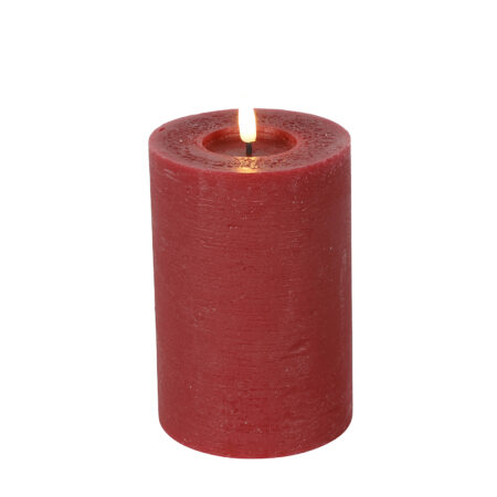 Stompkaars rustiek LED rond Lyon M rood hoogte 15 x 10 cm