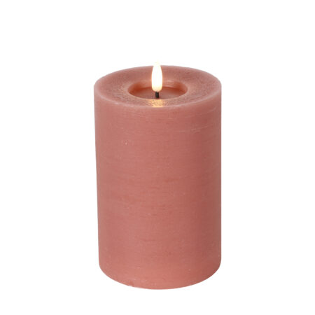 Stompkaars rustiek LED rond Lyon M roze hoogte 15 x 10 cm