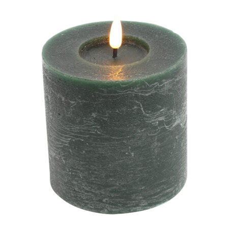Stompkaars rustiek LED rond Lyon S donkergroen hoogte 10 x 10 cm