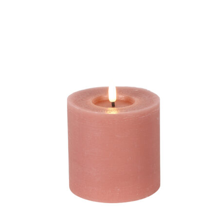 Stompkaars rustiek LED rond Lyon S roze hoogte 10 x 10 cm