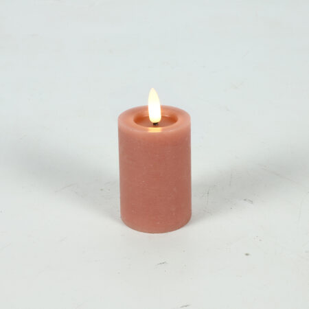 Stompkaars rustiek LED rond Lyon S roze hoogte 10 x 5 cm