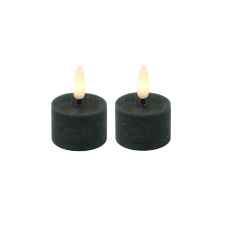 Stompkaars rustiek LED rond Lyon donkergroen 2 stuks hoogte 9 x 5 cm