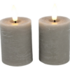 Stompkaars rustiek LED rond Lyon grijs 2 stuks hoogte 9 x 5 cm