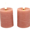 Stompkaars rustiek LED rond Lyon roze 2 stuks hoogte 9 x 5 cm