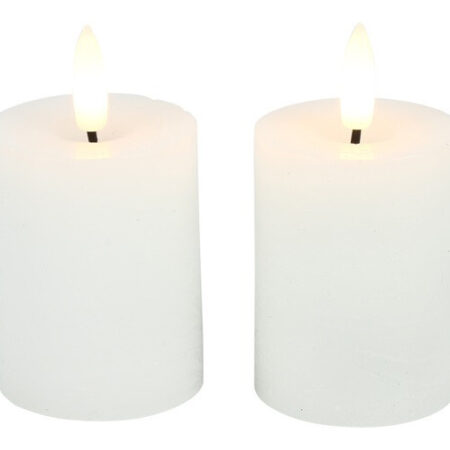 Stompkaars rustiek LED rond Lyon wit 2 stuks hoogte 9 x 5 cm