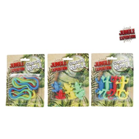 Stretch reptielen 10cm 6 stuks op kaart | Jungle Expedition