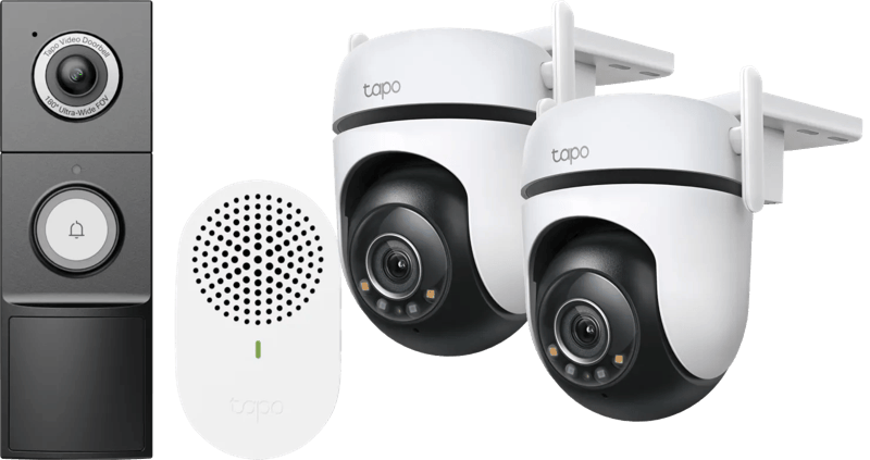 TP-Link Tapo C520WS Duo Pack + D235 Smart Battery & Wired Doorbell