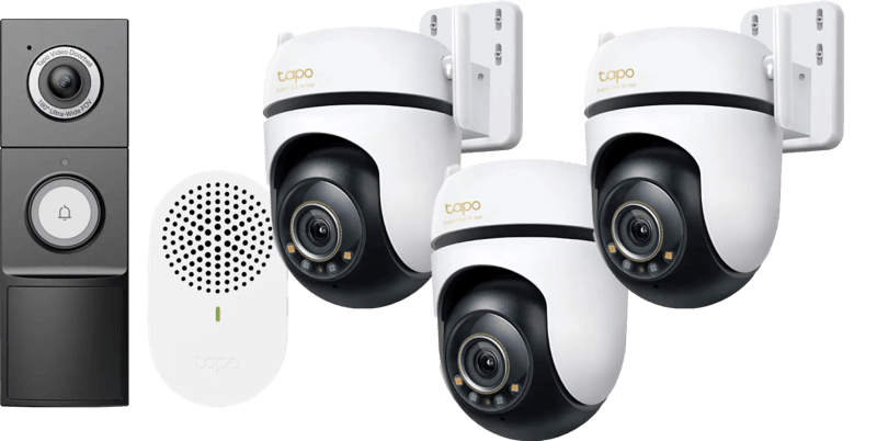 TP-Link Tapo C530WS 3-Pack + D235 Smart Battery & Wired Doorbell