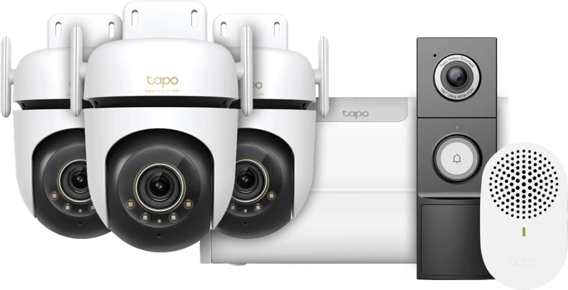 TP-Link Tapo C530WS 3-Pack + H500 CentralHub + D235 Smart Battery & Wired Doorbell