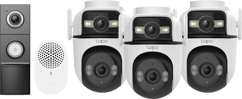 TP-Link Tapo C545D 3-Pack + D235 Smart Battery & Wired Doorbell