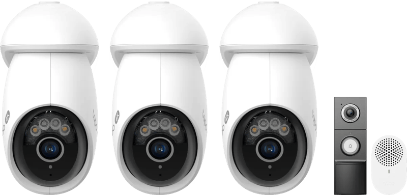 TP- Link Tapo C560WS 3-Pack + D235 Smart Battery & Wired Doorbell