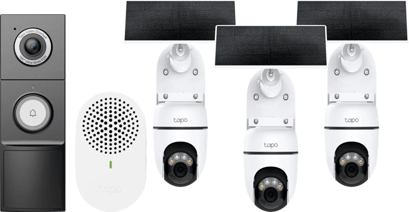 TP-Link Tapo C610 Solar Kit 3-Pack + D235 Smart Battery & Wired Doorbell
